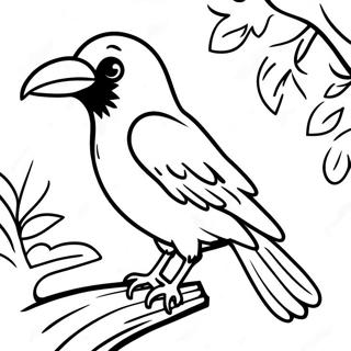 Pagina Para Colorir De Corvo Empoleirado Em Um Galho 95414-34596