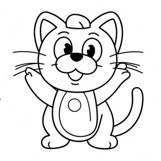 Pagina Para Colorir Do Gato Mario Brincalhao Em Um Mundo De Desenho Animado 95617-34790