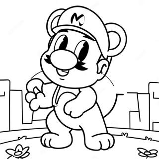 Pagina Para Colorir Do Gato Mario Brincalhao Em Um Mundo De Desenho Animado 95617-34792