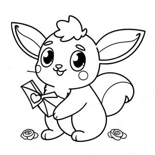 Pagina Para Colorir De Eevee Charmoso Com Cartas De Amor 96157 35208