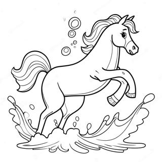 Pagina Para Colorir De Cavalo Dinamico Saltando Pela Agua 96340-35350