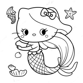 Pagina Para Colorir Da Hello Kitty Sereia Elegante Com Conchas 97521-36433