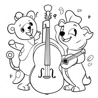Pagina Para Colorir De Animais Brincalhoes Tocando Instrumentos 97934-36887