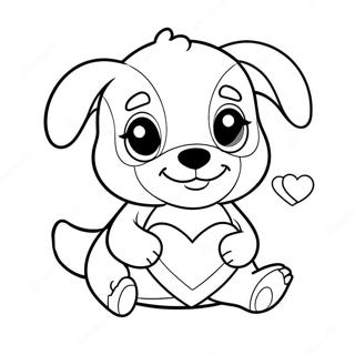 Pagina Para Colorir De Cachorrinho Adoravel Segurando Um Cartao De Dia Dos Namorados 98240 37121