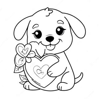 Pagina Para Colorir De Cachorrinho Adoravel Segurando Um Cartao De Dia Dos Namorados 98240 37122