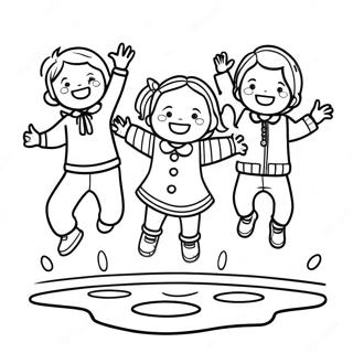 Pagina Para Colorir De Criancas Felizes Pulando Em Pocas 98293-37166