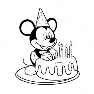 Pagina Para Colorir Do Mickey Mouse Com Bolo De Aniversario 98778-37537