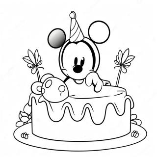 Pagina Para Colorir Do Mickey Mouse Com Bolo De Aniversario 98778-37538