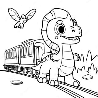 Pagina Para Colorir Da Aventura Colorida Do Trem Dos Dinossauros 98906-37637