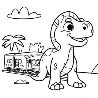 Pagina Para Colorir Da Aventura Colorida Do Trem Dos Dinossauros 98906-37638