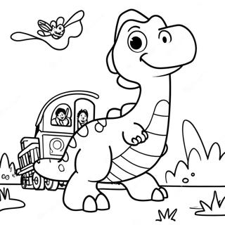 Pagina Para Colorir Da Aventura Colorida Do Trem Dos Dinossauros 98906-37639