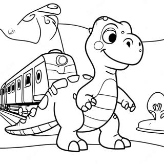 Pagina Para Colorir Da Aventura Colorida Do Trem Dos Dinossauros 98906-37640