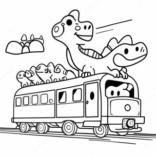 Pagina Para Colorir De Dinossauros Amigaveis Em Um Trem 98907-37641