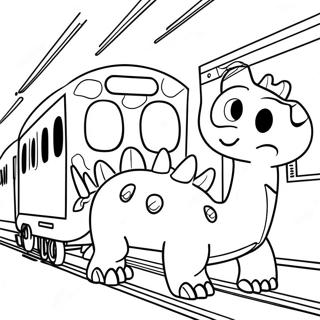 Pagina Para Colorir De Dinossauros Amigaveis Em Um Trem 98907-37642