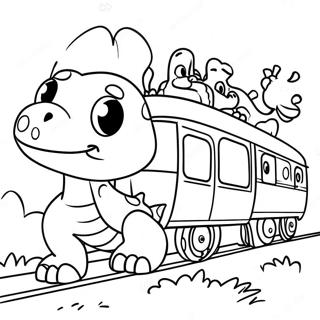 Pagina Para Colorir De Dinossauros Amigaveis Em Um Trem 98907-37644