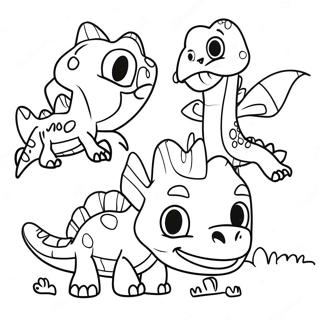 Pagina Para Colorir Do Trem Dos Dinossauros Com Personagens Divertidos 98908-37647