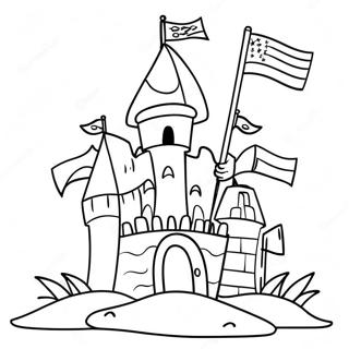 Pagina Para Colorir De Castelo De Areia Detalhado Com Bandeiras 99084-37777