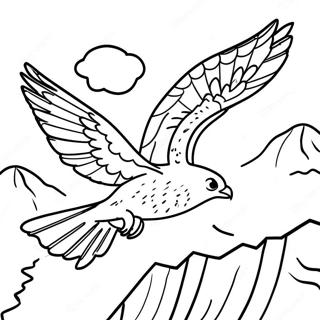 Pagina Para Colorir Do Falcao Peregrino Planando Sobre Montanhas 99243-37909