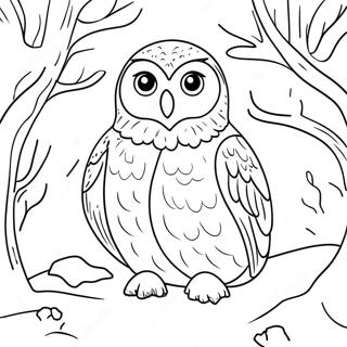 Pagina Para Colorir De Coruja Neve Charmosa Em Uma Cena De Inverno 99498-38103